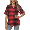 Red Black Buffalo Tartan Plaid Pattern Women's Hawaiian Shirt