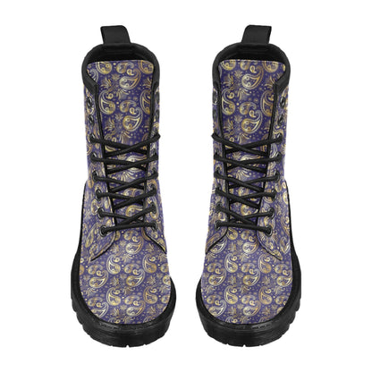 Paisley Blue Yellow Design Print Women's Boots
