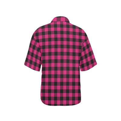 Pink Tartan Plaid Pattern Women's Hawaiian Shirt