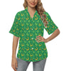 Shamrock With Horse Shoes Print Design LKS305 Women's Hawaiian Shirt