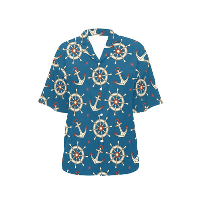 Anchor Pattern Print Design 02 Women's Hawaiian Shirt