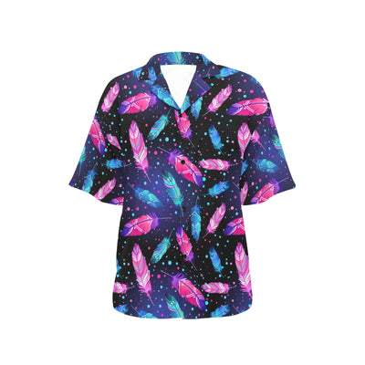 Feather Colorful Boho Design Print Women's Hawaiian Shirt