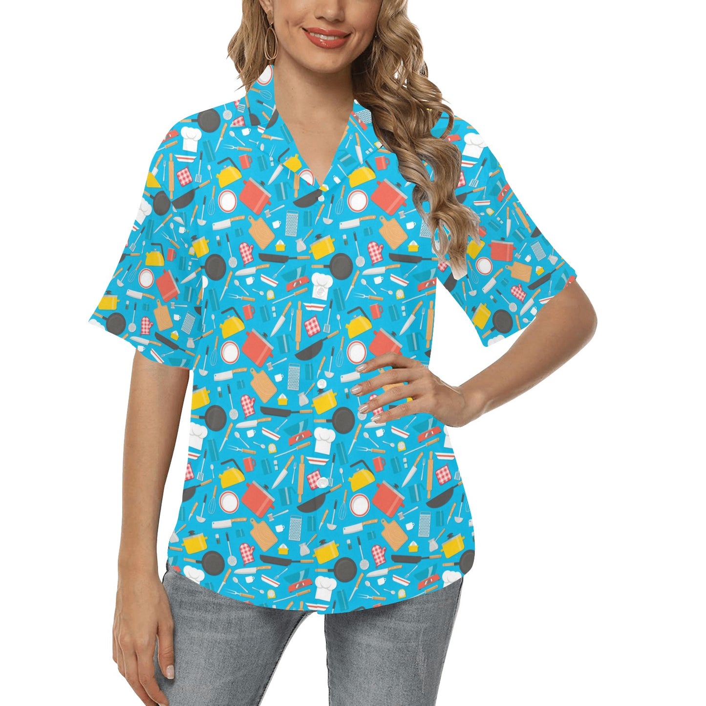 Cooking Kitchen Tools Pattern Print Design 03 Women's Hawaiian Shirt