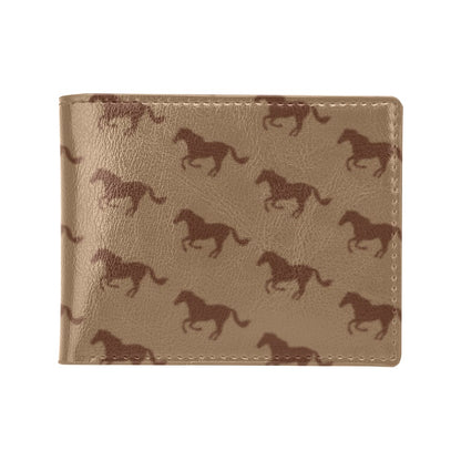 Horse Brown Print Design LKS307 Men's ID Card Wallet