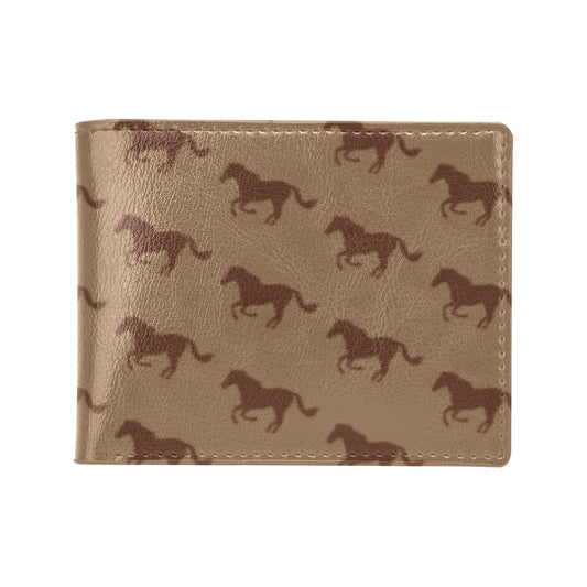 Horse Brown Print Design LKS307 Men's ID Card Wallet