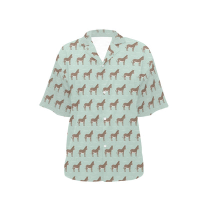 Donkey Print Design LKS402 Women's Hawaiian Shirt