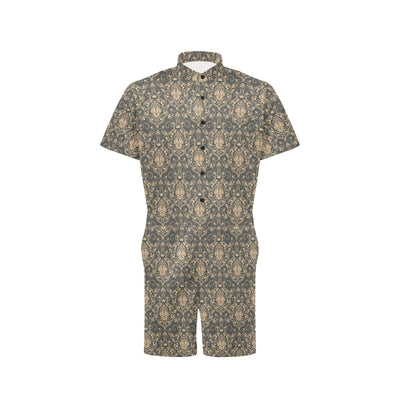 Damask Elegant Luxury Print Pattern Men's Romper