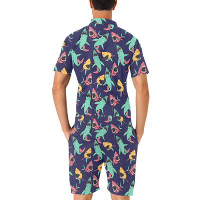 Shark Bite Pattern Men's Romper