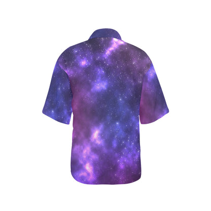 Celestial Purple Blue Galaxy Women's Hawaiian Shirt