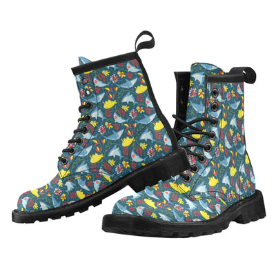 Scuba With Sharks Print Design LKS303 Women's Boots