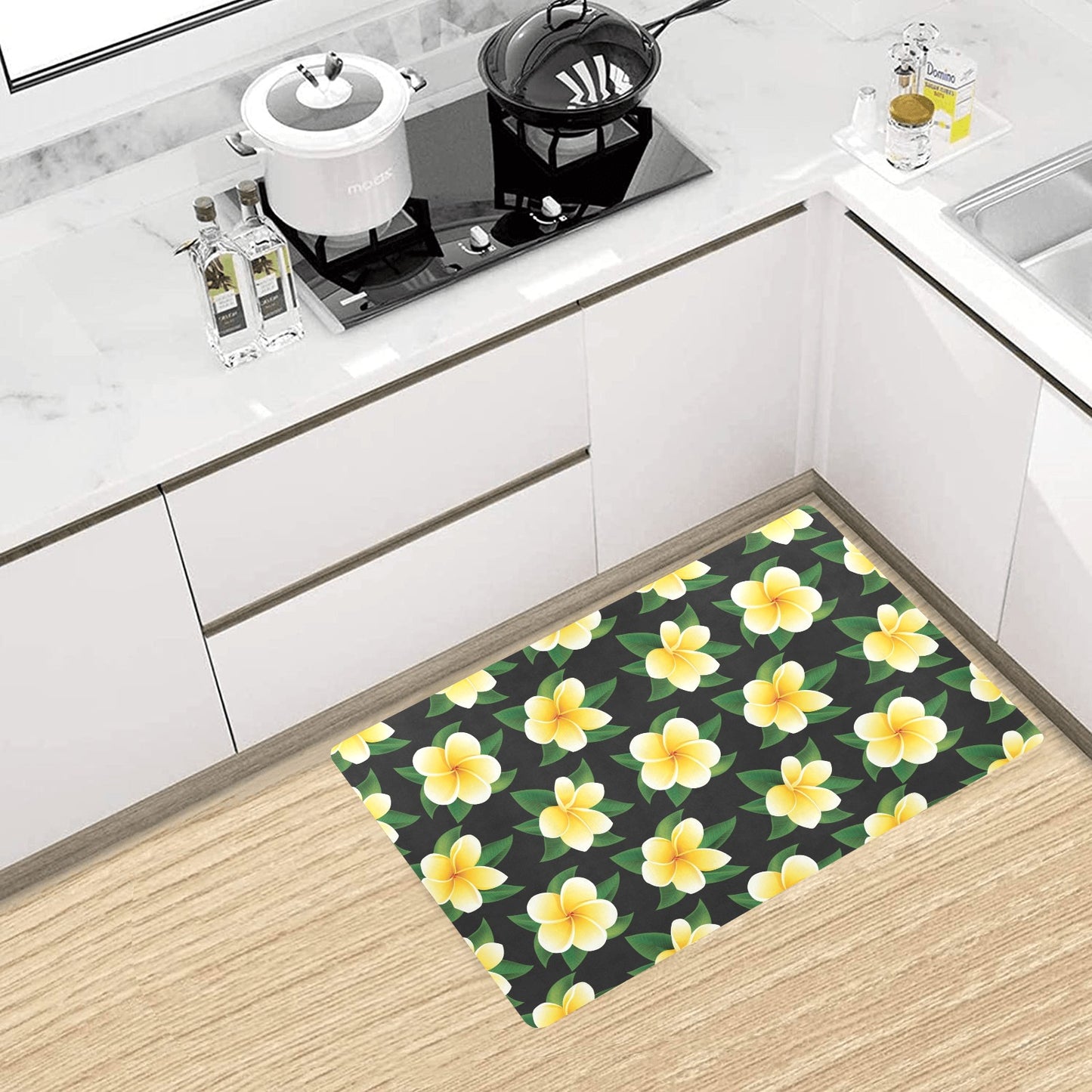 Plumeria Pattern Print Design A03 Kitchen Mat