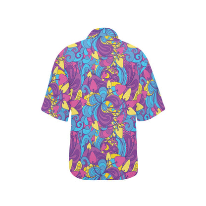 Psychedelic Mushroom Pattern Print Design A03 Women's Hawaiian Shirt