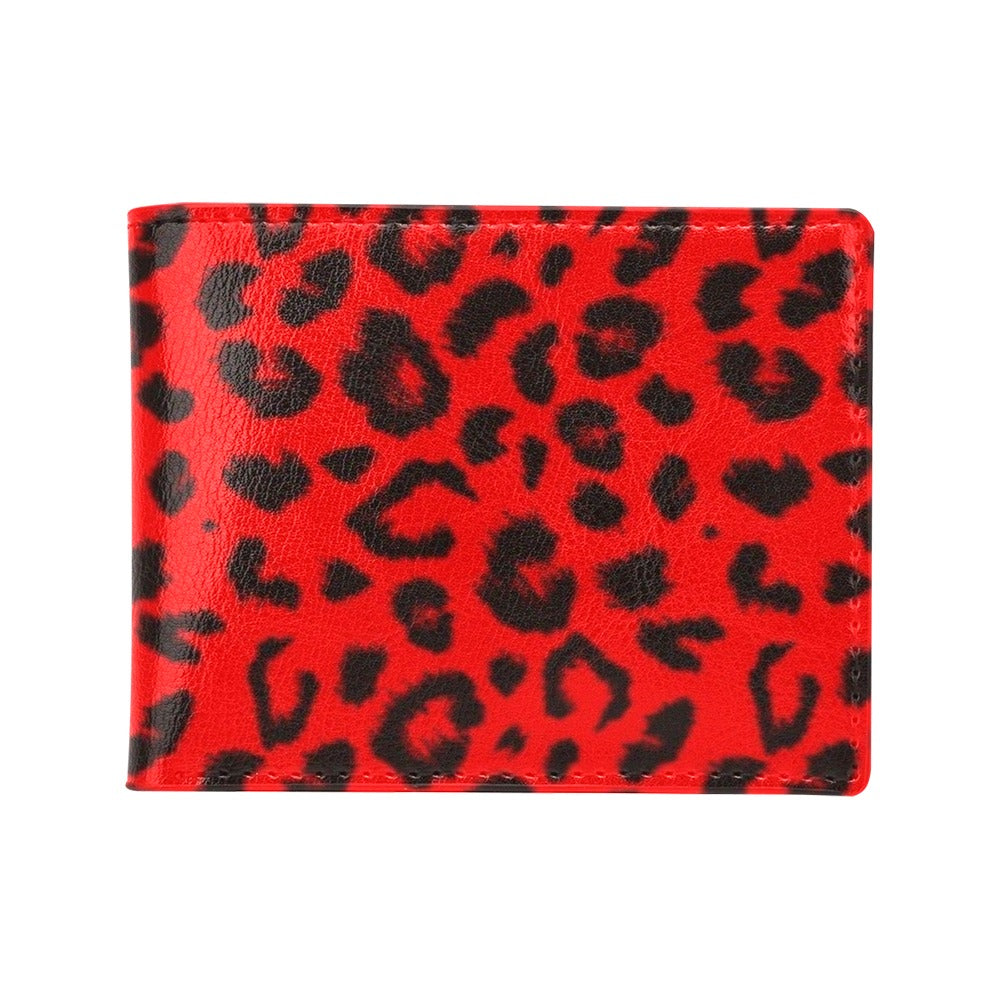 Leopard Red Skin Print Men's ID Card Wallet