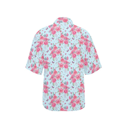Camellia Pattern Print Design 01 Women's Hawaiian Shirt