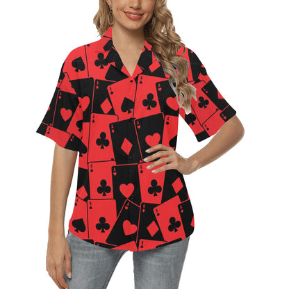 Poker Cards Pattern Print Design A01 Women's Hawaiian Shirt