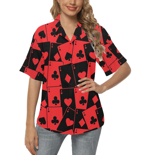 Poker Cards Pattern Print Design A01 Women's Hawaiian Shirt