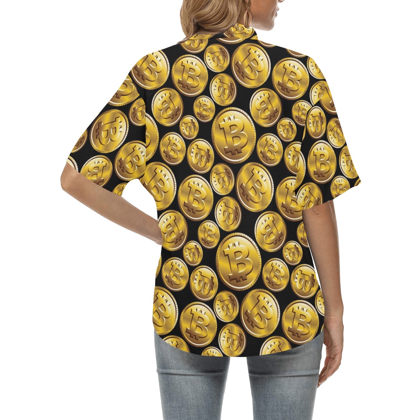 Bitcoin Pattern Print Design DO05 Women's Hawaiian Shirt