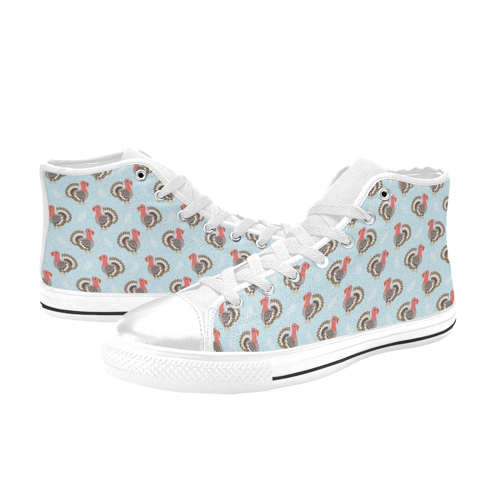 Turkey Print Design LKS403 High Top Women's White Shoes