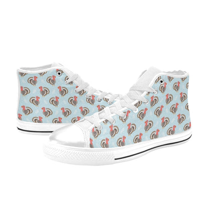 Turkey Print Design LKS403 High Top Women's White Shoes