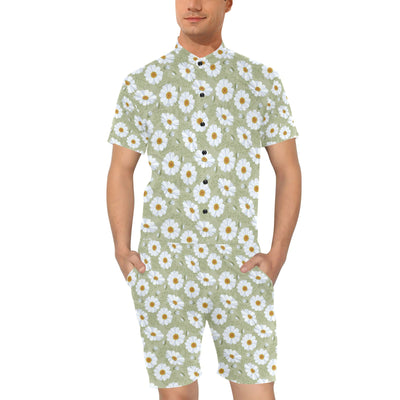 Daisy Yellow Print Pattern Men's Romper