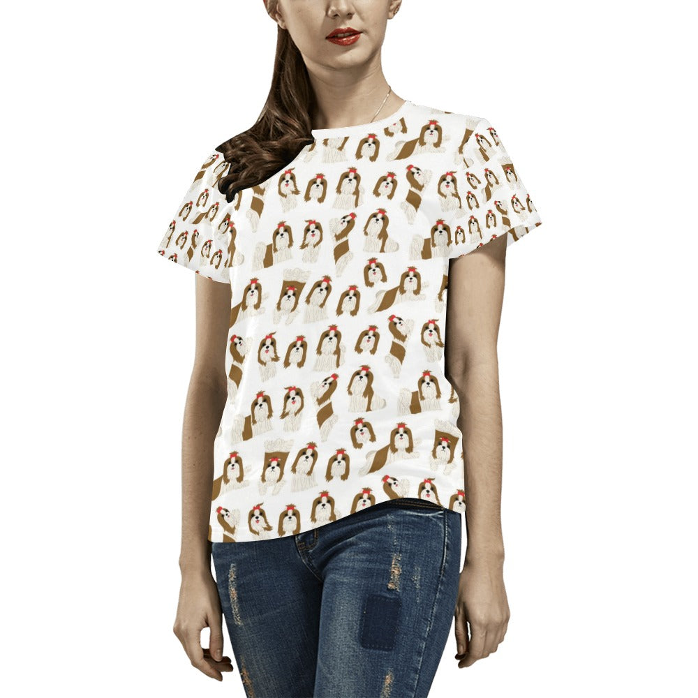 Shih Tzu Print Design LKS302 Women's  T-shirt