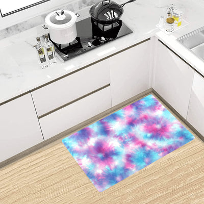 Tie Dye Blue Pink Kitchen Mat