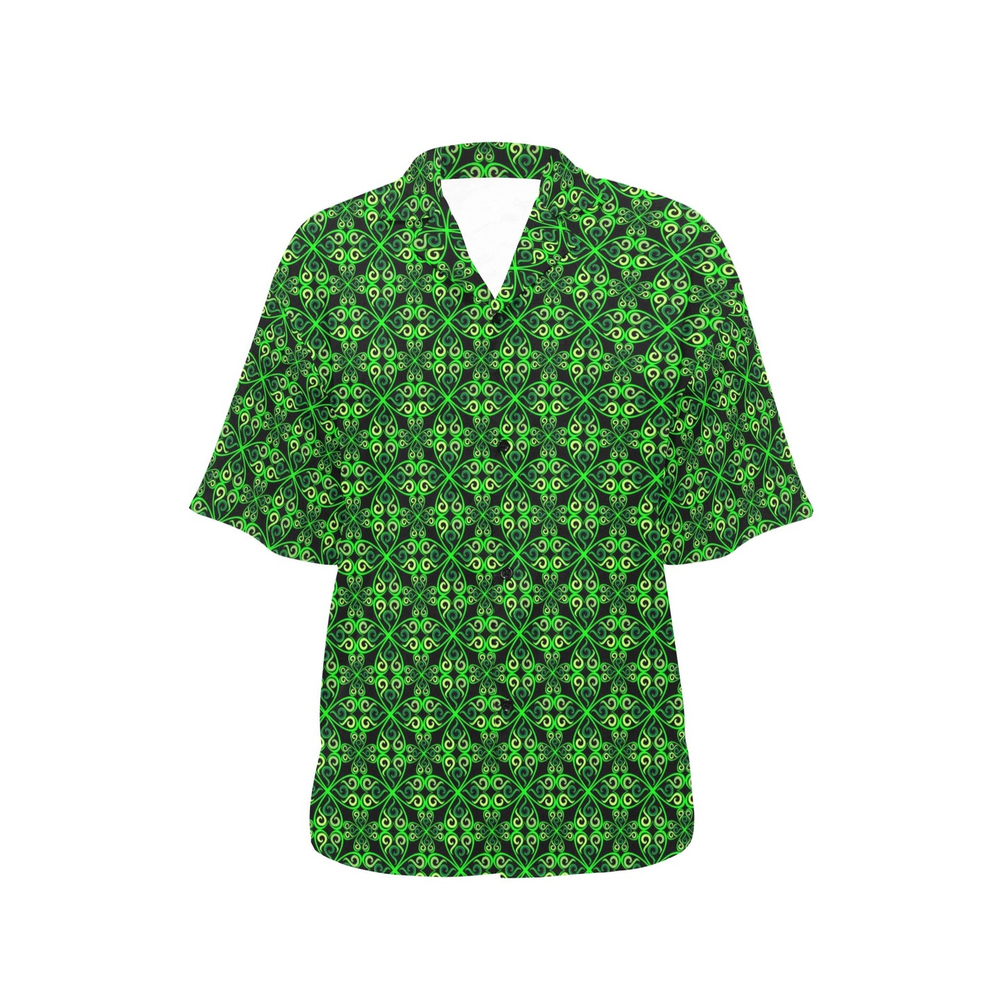 Celtic Green Neon Design Women's Hawaiian Shirt