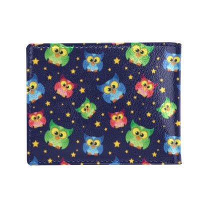 Owl with Star Themed Design Print Men's ID Card Wallet