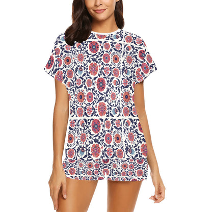 Suzani Print Design LKS304 Women's Short Pajama Set