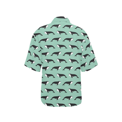 Whale Print Design LKS307 Women's Hawaiian Shirt