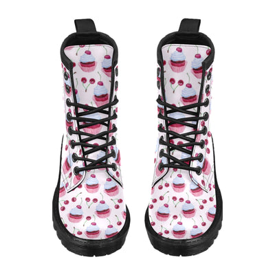 Cherry Cupcake Pink Pattern Women's Boots