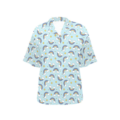 Rainbow Cloud Print Pattern Women's Hawaiian Shirt