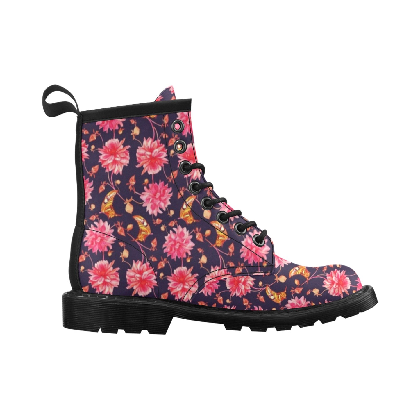 Dahlia Pattern Print Design DH03 Women's Boots