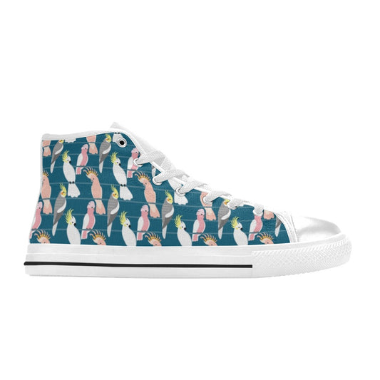 Cockatoo Print Design LKS401 High Top Women's White Shoes