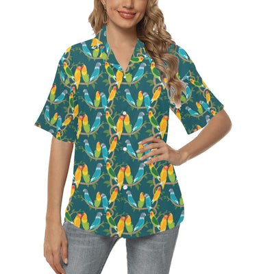 Lovebird Pattern Print Design 02 Women's Hawaiian Shirt