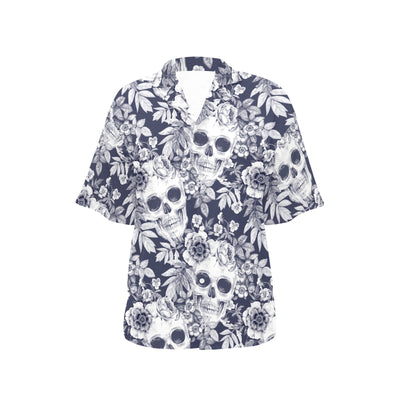 Skull Floral Beautiful Women's Hawaiian Shirt