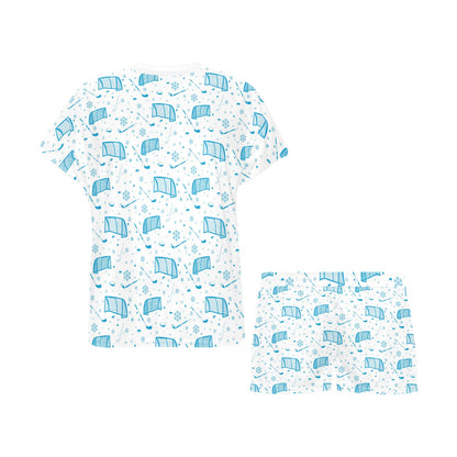 Hockey Print Design LKS303 Women's Short Pajama Set