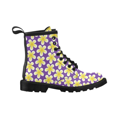 Yellow Plumeria Pattern Print Design PM05 Women's Boots