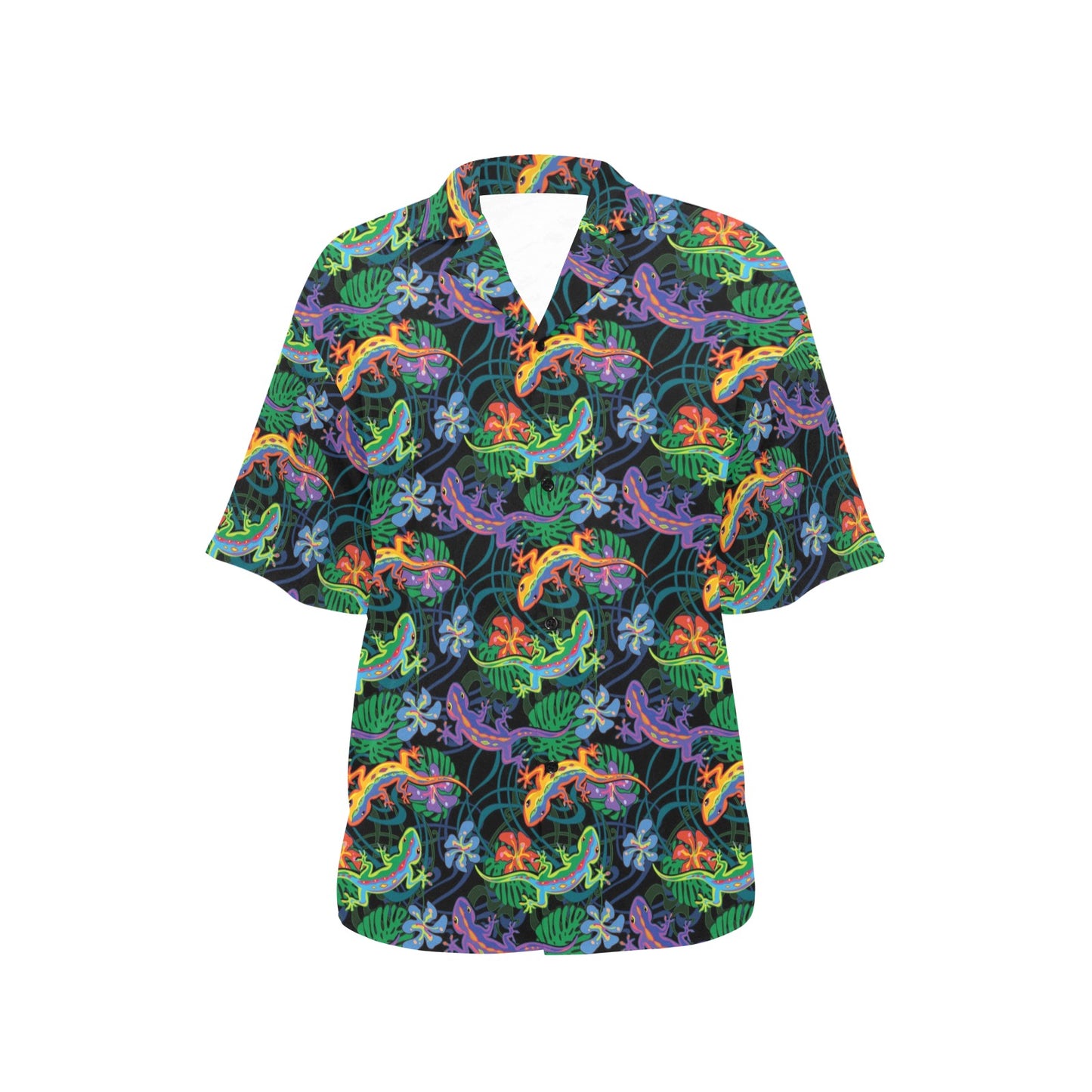 Gecko Colorful Pattern Print Design 01 Women's Hawaiian Shirt
