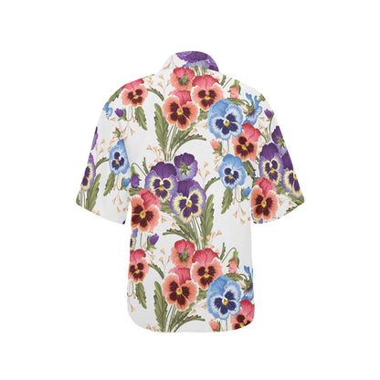 Pansy Pattern Print Design PS06 Women's Hawaiian Shirt