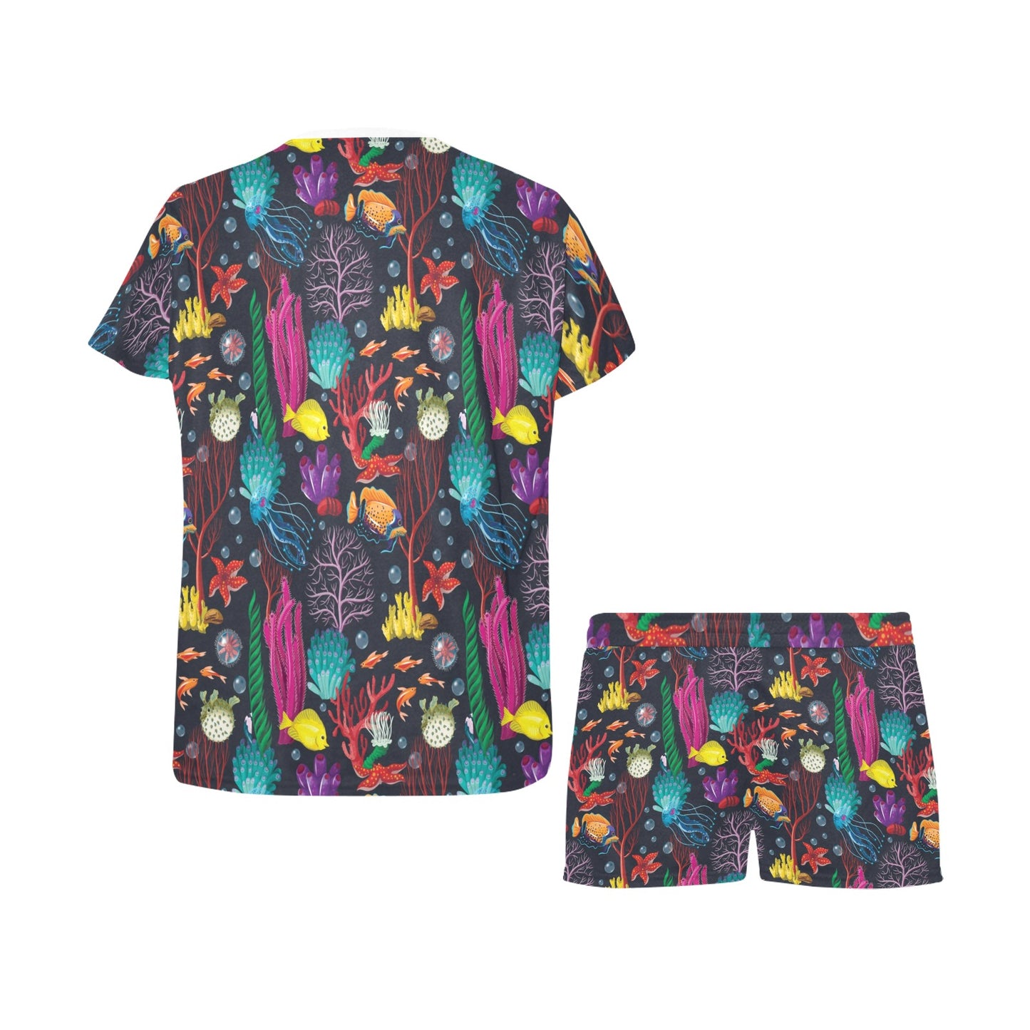 Underwater Cute Print Design LKS303 Women's Short Pajama Set