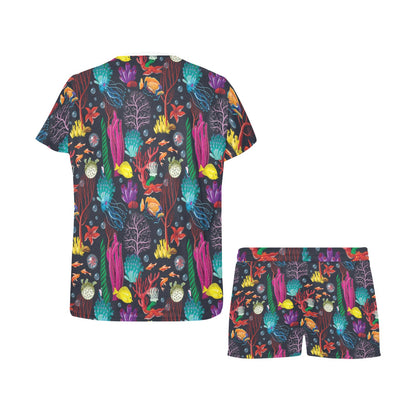 Underwater Cute Print Design LKS303 Women's Short Pajama Set