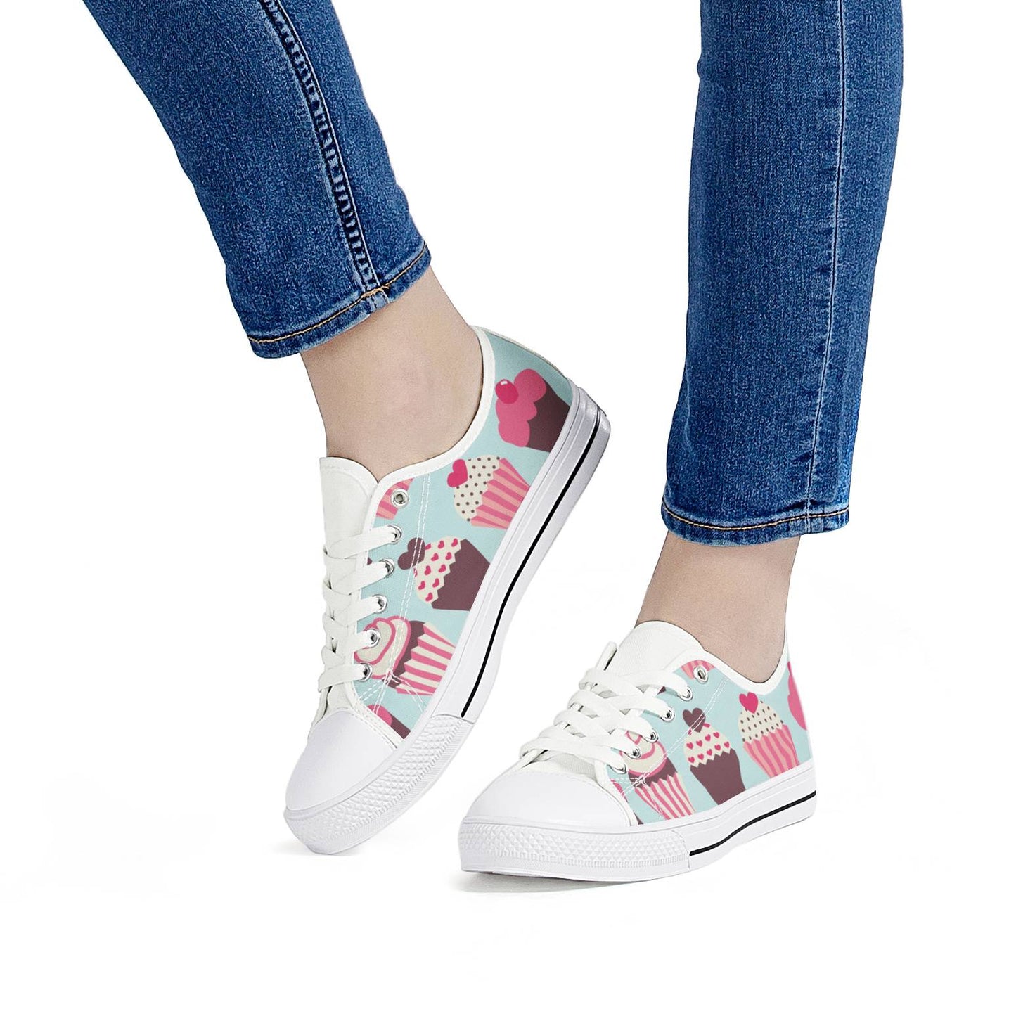 CupCake Print Pattern Women Low Top Shoes
