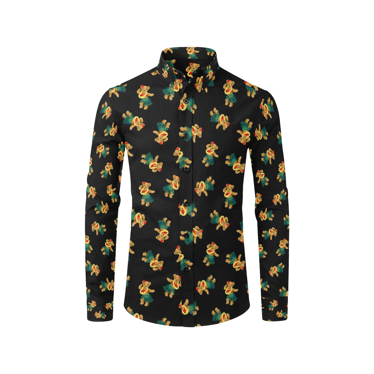 Hula Bear Pattern Print Design 06 Men's Long Sleeve Shirt
