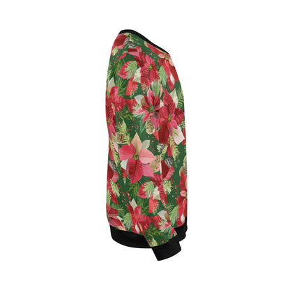 Poinsettia Pattern Print Design POT03 Men Long Sleeve Sweatshirt