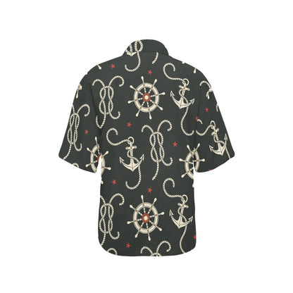 Nautical Anchor Pattern Women's Hawaiian Shirt