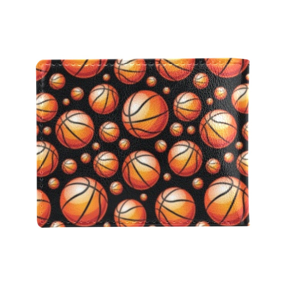 Basketball Black Background Pattern Men's ID Card Wallet