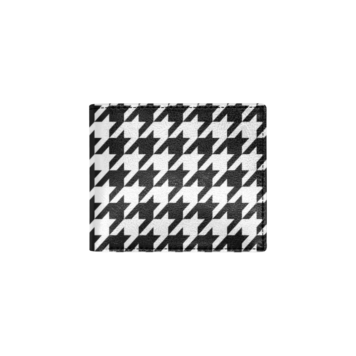 Houndstooth Black White  Pattern Print Design 05 Men's ID Card Wallet