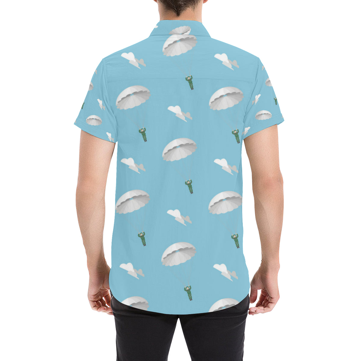 Paratrooper Pattern Print Design A02 Men's Short Sleeve Button Up Shirt