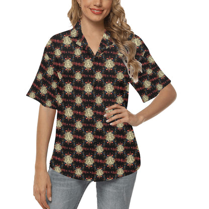 Zodiac Leo Pattern Design Print Women's Hawaiian Shirt